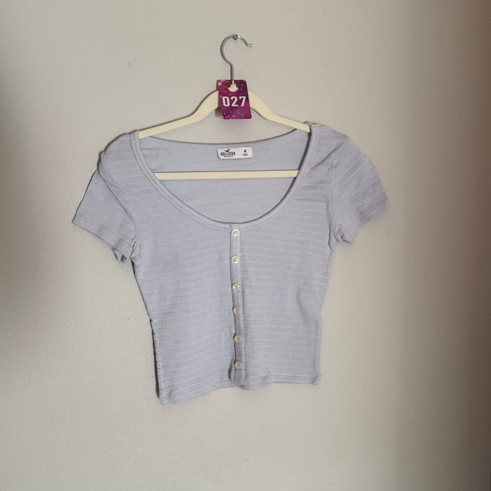 Hollister Light Gray Ribbed Crop Top